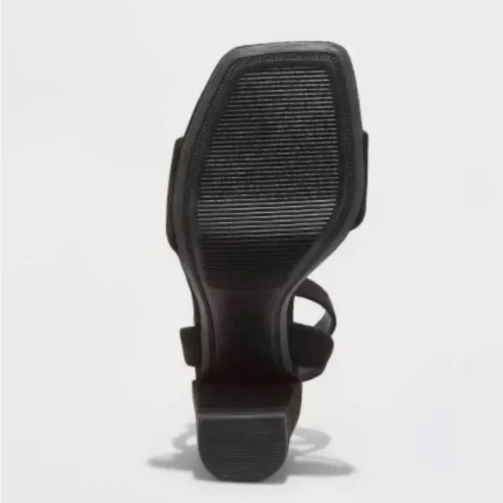 A New Day Sal Black Open Toe Pumps 4 In Heels Sz 9.5  Ankle Strap Shoes - Picture 7 of 8